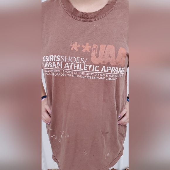 Vintage Osiris Shoes Worn T-shirt Faded Brown w Logo Large - Picture 2 of 14